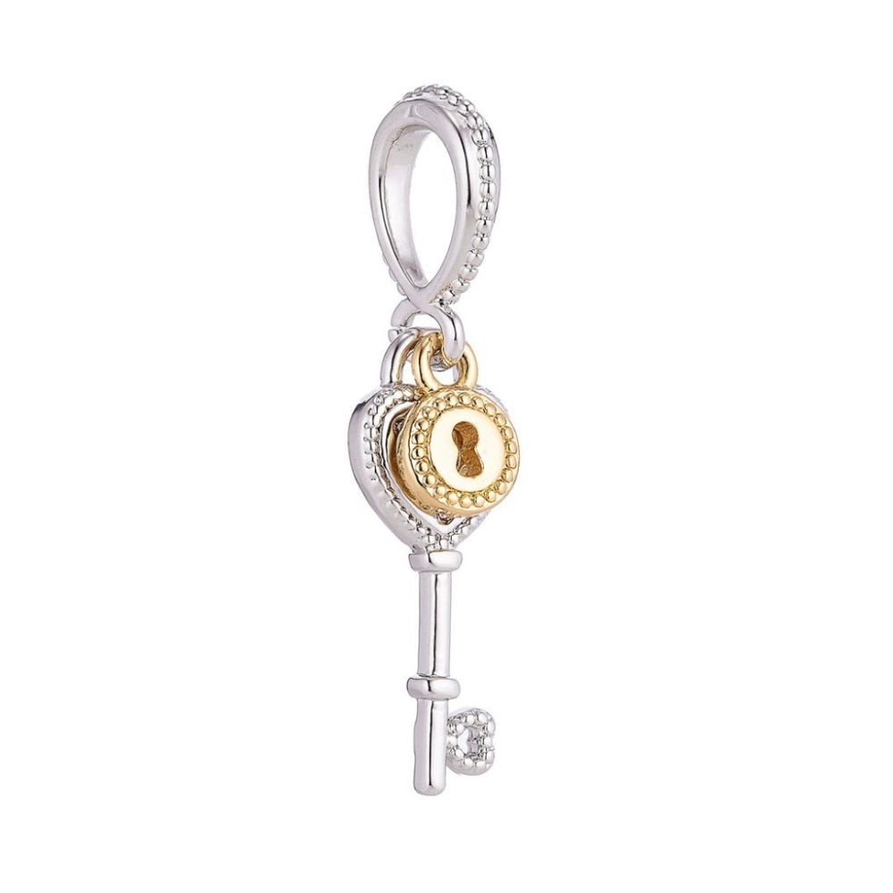 18K Gold Filled Lock & Key,Cubic Zirconia Pendant*